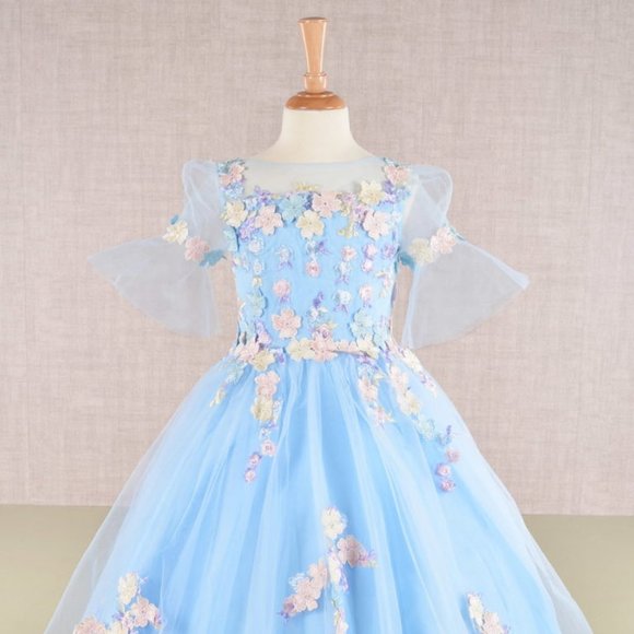 NEW DRESS FOR FORMAL OCCASIONS EMBROIDERED WITH FLORAL LACE FOR KIDS GL GK107 - Picture 3 of 12